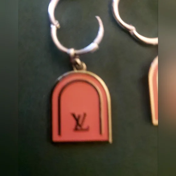 LOUIS VUITIION DANGLE HOOP ATTACHMENT CHARM EARINGS - Picture 3 of 3